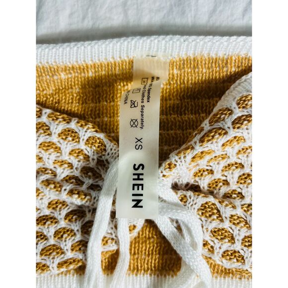 NWOT Shein Crochet Bikini XS Yellow Cream - Picture 3 of 7